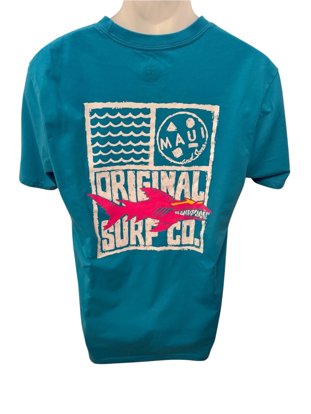 Maui and Sons Original Surf Co. Teal Graphic Tee Shirt Men L Large